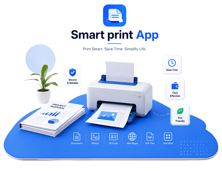Professional printer setup and support illustration